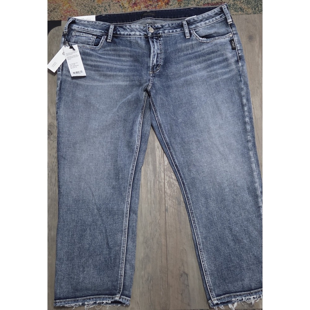 Silver Jeans Elyse Slim Crop Blue Denim Women 36x25 Mid Rise -NWT
